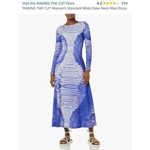 Making The Cut Womens Crew Neck Maxi Dress Blue Abstract Print